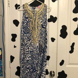 Lilly Pulitzer Navy white Gold dress sz 6